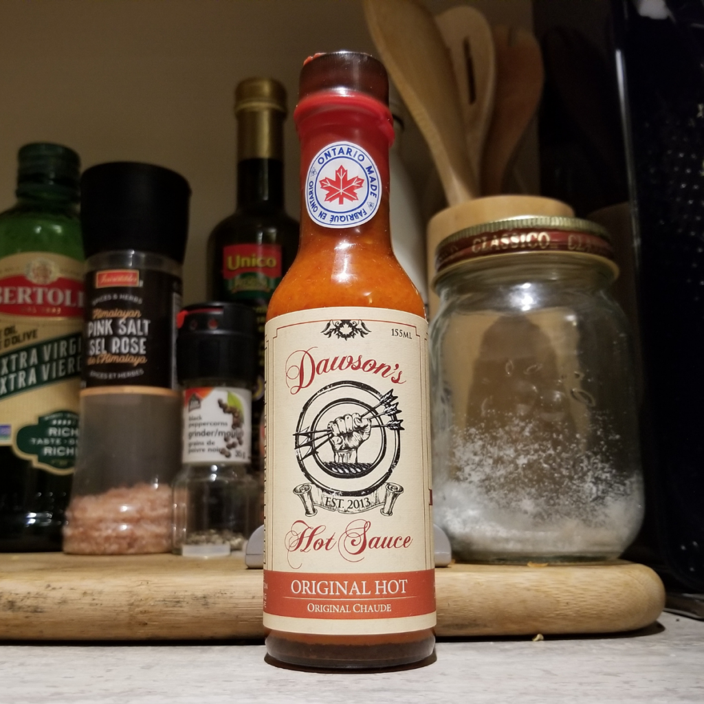 A bottle of Dawson's Original Hot sauce