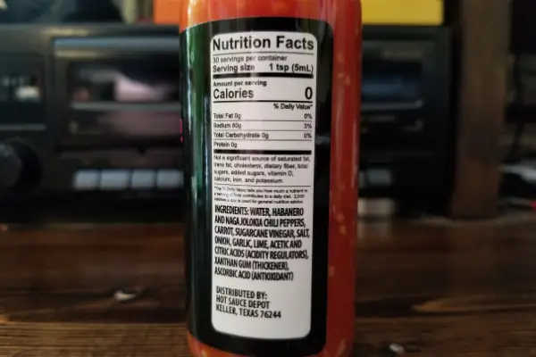 The nutrition label of steve o s hot sauce for your butthole