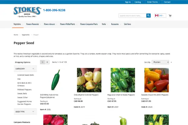 Stokes Seeds is a great place to order hot pepper seeds in Canada