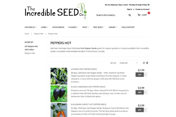 The Incredible Seed Co is one of the best places to buy hot pepper seeds in Canada