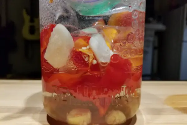 Hot peppers fermenting in a brine