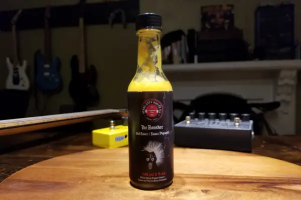 A bottle of The Banshee hot sauce made by Steel City Sauce Co.