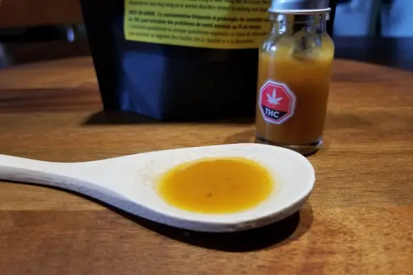 A close up of Red Habanero THC Hot Sauce