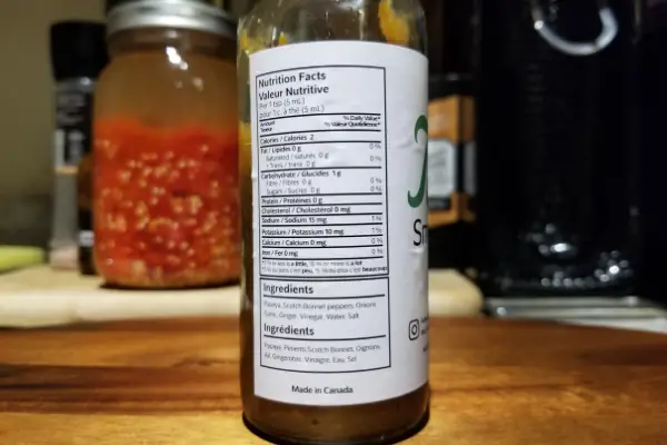 The nutritional label on Smoke Papaya