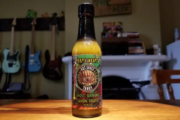 A bottle of Tangy by Tasty Heat Hot Sauces