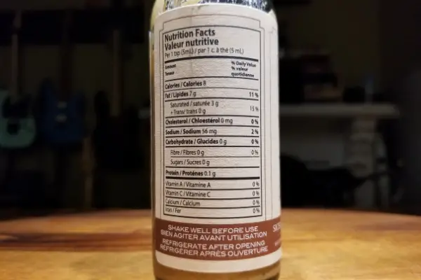The nutritional label on a bottle of Sichuan Ghost Pepper Sauce