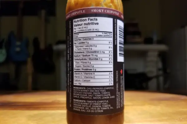 The nutritional label on Smoky Chipotle by Supernova