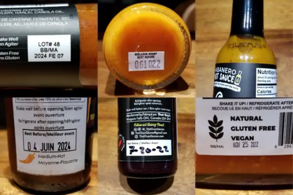 hot sauce expiry labels