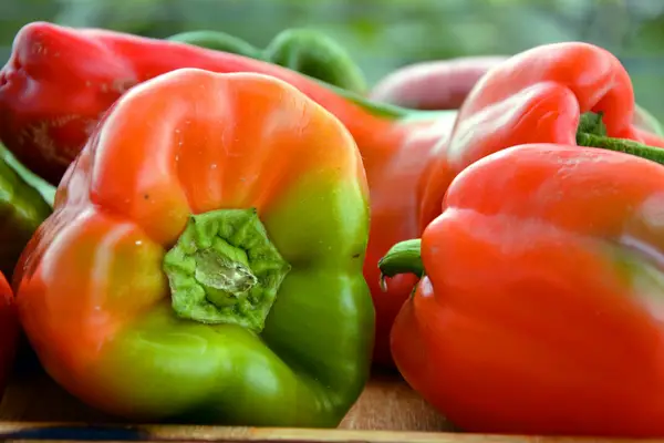 Some sweet green and red bell peppers