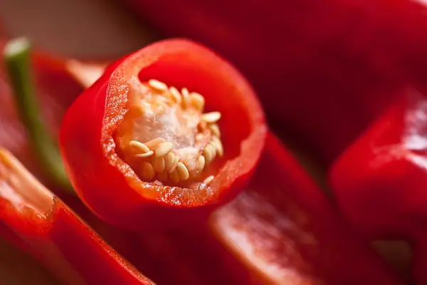 The inside of a cayenne pepper
