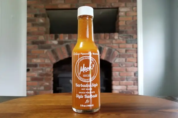 A bottle of Marks Barbados Style hot sauce