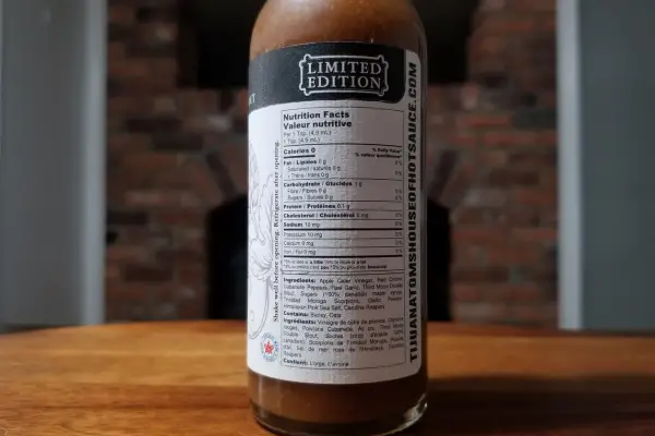 The nutritional label on a bottle of Reapers Calling by Tijuana Tom's