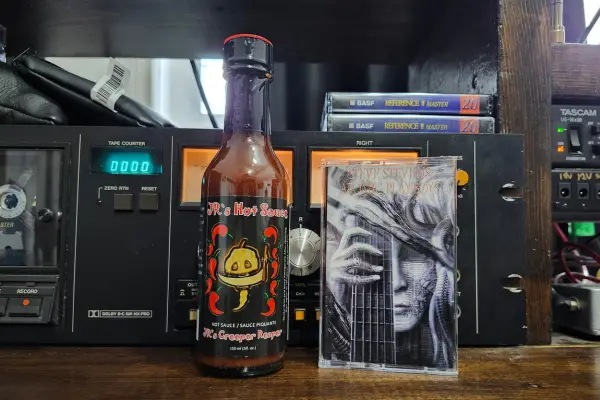 A bottle of Creeper Reaper by JR's Hot Sauce